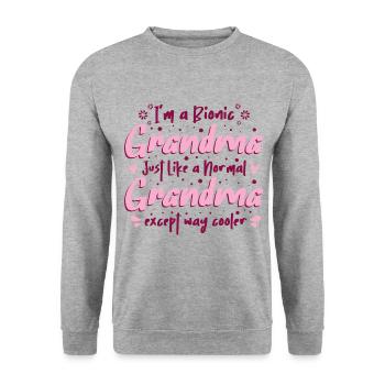 I'm a Bionic Grandma - Unisex Pullover - Weißgrau meliert - Vorne - Alina (178cm) & Michal (187cm)