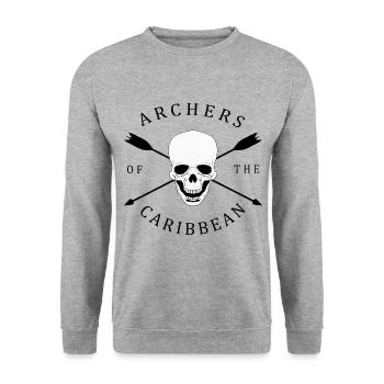 funny archery motif with skull, arrows - Unisex Sweatshirt - salt & pepper - Front - Alina (178cm) & Michal (187cm)