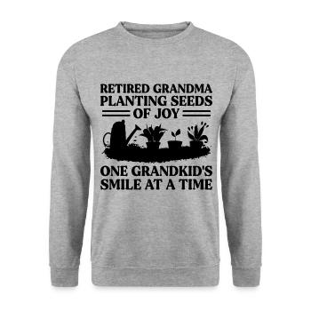 Gärtner im Ruhestand Oma Rentner Gartenbau Garde - Unisex Pullover - Weißgrau meliert - Vorne - Alina (178cm) & Michal (187cm)