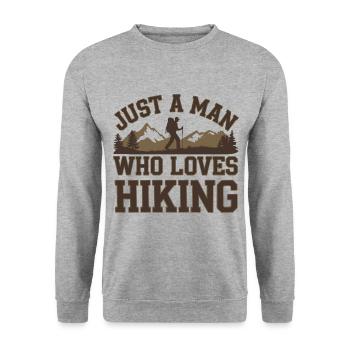 Just a man who loves Hiking Wandern Wanderung - Unisex Pullover - Weißgrau meliert - Vorne - Alina (178cm) & Michal (187cm)