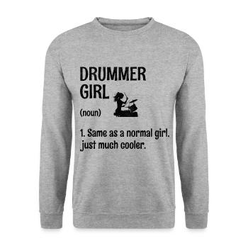 Drummer Girl Wie Ein Normales Mädchen, Nur Viel Coole - Unisex Pullover - Weißgrau meliert - Vorne - Alina (178cm) & Michal (187cm)