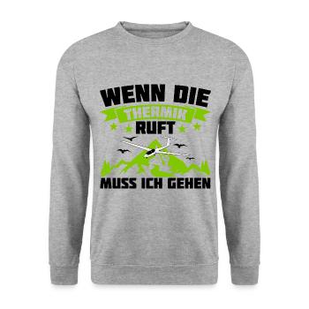 Wenn Die Thermik Ruft Muss Ich Gehen Segelflieger - Unisex Pullover - Weißgrau meliert - Vorne - Alina (178cm) & Michal (187cm)