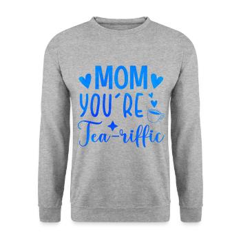 Mom You're Teariffic Tea Drinking Tea Lover Cup Of - Unisex Pullover - Weißgrau meliert - Vorne - Alina (178cm) & Michal (187cm)
