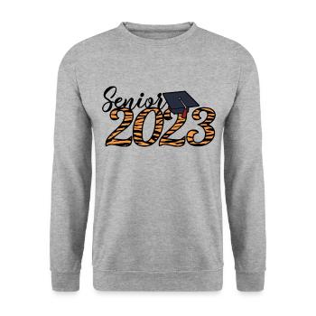 Senior 2023 Tiger Skin Cadeau de fin d’études gradué - Sweat-shirt Unisexe - gris chiné - Devant - Alina (178cm) & Michal (187cm)
