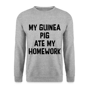 My Guinea Pig Ate My Homework Guinea Pig Owner Pet - Unisex Pullover - Weißgrau meliert - Vorne - Alina (178cm) & Michal (187cm)