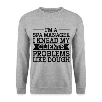 Gestionnaire de SPA Emploi Bien-être Drôle Gestion de SPA Sayi - Sweat-shirt Unisexe - gris chiné - Devant - Alina (178cm) & Michal (187cm)