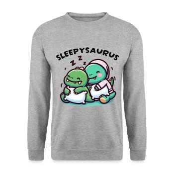 Sleepysaurus Official Sleep Outfit Chemise de nuit - Sweat-shirt Unisexe - gris chiné - Devant - Alina (178cm) & Michal (187cm)