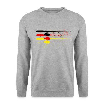 Angeln Deutschland - Unisex Pullover - Weißgrau meliert - Vorne - Alina (178cm) & Michal (187cm)