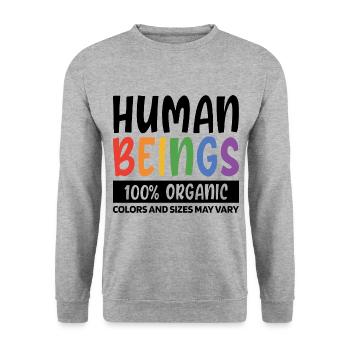 Human Beings 100% Organic Colors And Sizes May Var - Unisex Pullover - Weißgrau meliert - Vorne - Alina (178cm) & Michal (187cm)
