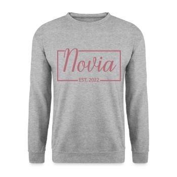 2022 Verlobung Brautdusche Hochzeit - Unisex Pullover - Weißgrau meliert - Vorne - Alina (178cm) & Michal (187cm)