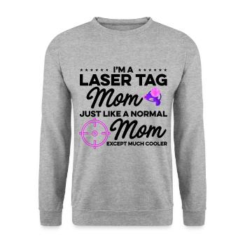 Im A Laser Tag Mom Just Like A Normal Mom Except M - Unisex Pullover - Weißgrau meliert - Vorne - Alina (178cm) & Michal (187cm)