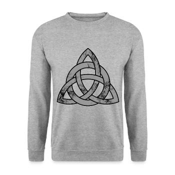 Triquetra knoten, keltisch, Wikinger - Unisex Pullover - Weißgrau meliert - Vorne - Alina (178cm) & Michal (187cm)