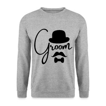Groom - Junggesellenabschied - Unisex Pullover - Weißgrau meliert - Vorne - Alina (178cm) & Michal (187cm)