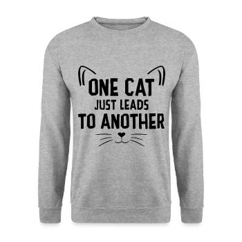 One Cat Just Leads To Another Cat Owner Pet Lover - Unisex Pullover - Weißgrau meliert - Vorne - Alina (178cm) & Michal (187cm)