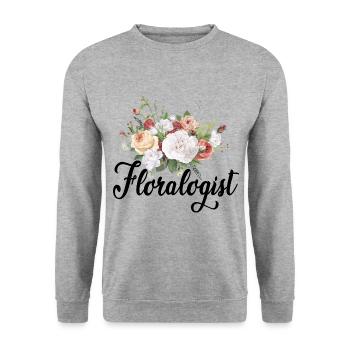 Floralogist Botanical Flowers Gardening Plant Love - Unisex Pullover - Weißgrau meliert - Vorne - Alina (178cm) & Michal (187cm)