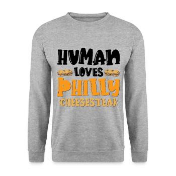 Philly Breakfast Sandwich - Unisex Pullover - Weißgrau meliert - Vorne - Alina (178cm) & Michal (187cm)