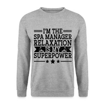 Gestionnaire de SPA Emploi Bien-être Drôle Gestion de SPA Sayi - Sweat-shirt Unisexe - gris chiné - Devant - Alina (178cm) & Michal (187cm)