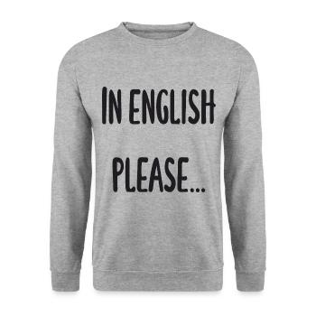 Lehrer - In English please - Unisex Pullover - Weißgrau meliert - Vorne - Alina (178cm) & Michal (187cm)