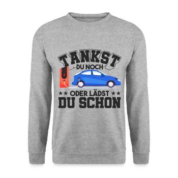 E-Auto Elektroauto - Unisex Pullover - Weißgrau meliert - Vorne - Alina (178cm) & Michal (187cm)