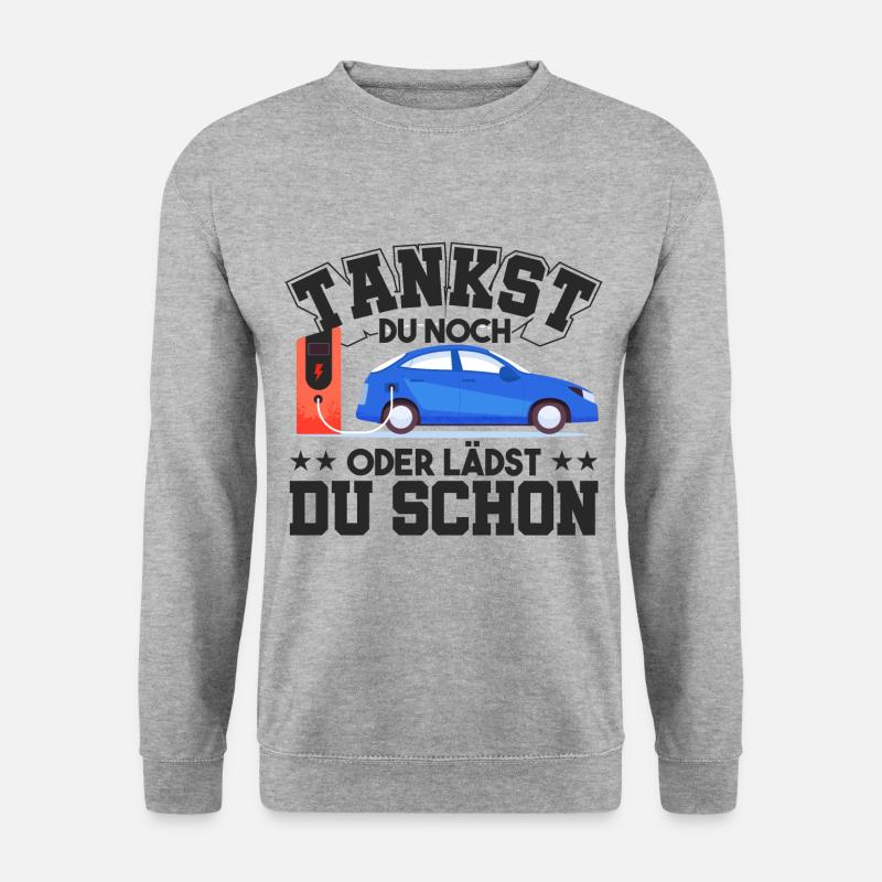 E-Auto Elektroauto - Unisex Pullover - Weißgrau meliert