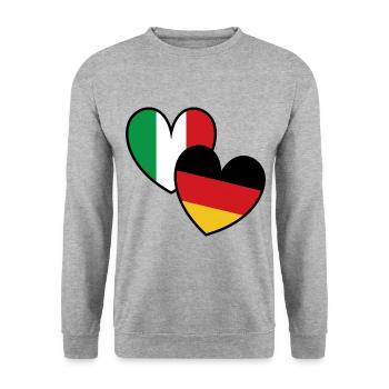 Italy Germany Hearts - Unisex Sweatshirt - salt & pepper - Front - Alina (178cm) & Michal (187cm)
