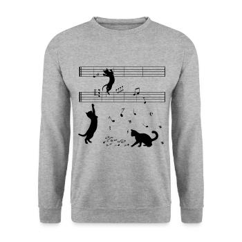 Cat Graphic Cat Owner Cat Trainer Cat Lover Animal - Unisex Pullover - Weißgrau meliert - Vorne - Alina (178cm) & Michal (187cm)