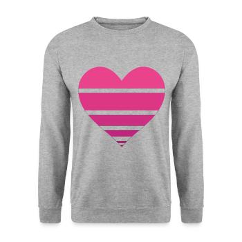 Herz Muster Dekoration Ornament - Unisex Pullover - Weißgrau meliert - Vorne - Alina (178cm) & Michal (187cm)