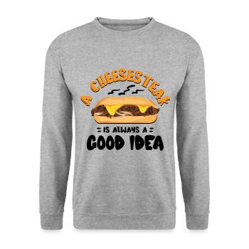 Philly Breakfast Sandwich - Unisex Pullover - Weißgrau meliert - Vorne - Alina (178cm) & Michal (187cm)