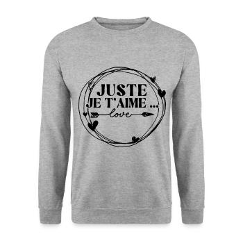 Ich liebe dich einfach. Alles Gute zum Valentinstag. Liebe. - Unisex Pullover - Weißgrau meliert - Vorne - Alina (178cm) & Michal (187cm)