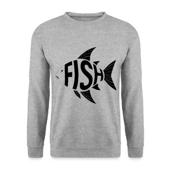 Fisch-Silhouette für Fisch Fans für Fischer - Unisex Pullover - Weißgrau meliert - Vorne - Alina (178cm) & Michal (187cm)