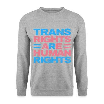 Trans Rights Are Human Rights Gay Rainbow Lgbtq Qu - Unisex Pullover - Weißgrau meliert - Vorne - Alina (178cm) & Michal (187cm)