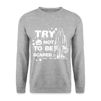 Horror Kostüm für die Halloweenparty - Unisex Pullover - Weißgrau meliert - Vorne - Alina (178cm) & Michal (187cm)