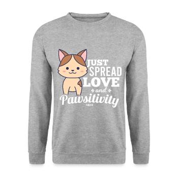 chat positif - Sweat-shirt Unisexe - gris chiné - Devant - Alina (178cm) & Michal (187cm)