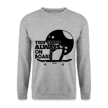 This Girl Is Always On Board - Unisex Sweatshirt - salt & pepper - Front - Alina (178cm) & Michal (187cm)