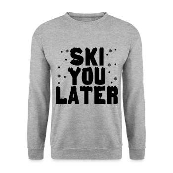 Ski You Later Geschenk - Unisex Pullover - Weißgrau meliert - Vorne - Alina (178cm) & Michal (187cm)