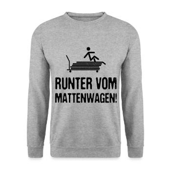 Einschulung Runter Vom Mattenwagen Sportunterricht - Unisex Pullover - Weißgrau meliert - Vorne - Alina (178cm) & Michal (187cm)