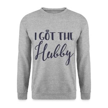 I Got The Hubby - Bachelorette Hen Party Geschenk - Unisex Pullover - Weißgrau meliert - Vorne - Alina (178cm) & Michal (187cm)