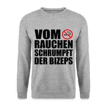 Vom rauchen schrumpft der bizeps - Unisex Pullover - Weißgrau meliert - Vorne - Alina (178cm) & Michal (187cm)