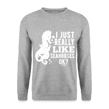 cute seahorse in the sea - Unisex Sweatshirt - salt & pepper - Front - Alina (178cm) & Michal (187cm)