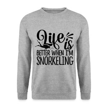 Life Is Better When I'm Snorkeling Scuba Diver Sno - Unisex Pullover - Weißgrau meliert - Vorne - Alina (178cm) & Michal (187cm)