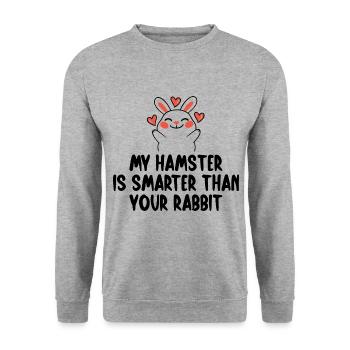My Hamster Is Smarter Than Your Rabbit Hamster Lov - Unisex Pullover - Weißgrau meliert - Vorne - Alina (178cm) & Michal (187cm)