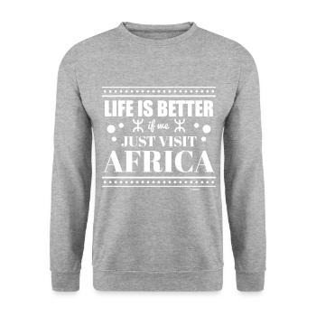Afrika - Unisex Pullover - Weißgrau meliert - Vorne - Alina (178cm) & Michal (187cm)