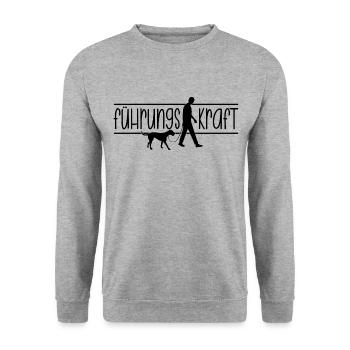 Führungskraft Mann Hund Gassi gehen Herrchen - Unisex Pullover - Weißgrau meliert - Vorne - Alina (178cm) & Michal (187cm)