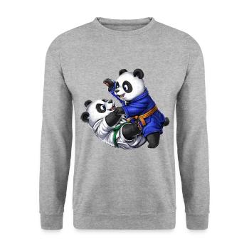 Pandabären Jiu-Jitsu - Unisex Pullover - Weißgrau meliert - Vorne - Alina (178cm) & Michal (187cm)