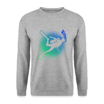 Taucher Scuba Diver Scuba Tauchen Free Dive - Unisex Pullover - Weißgrau meliert - Vorne - Alina (178cm) & Michal (187cm)
