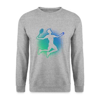 Herren Damen Squash Badmintonspieler Badminton - Unisex Pullover - Weißgrau meliert - Vorne - Alina (178cm) & Michal (187cm)