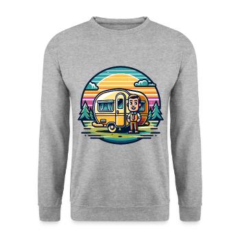 Camping Camper Caravan - Unisex Sweatshirt - salt & pepper - Front - Alina (178cm) & Michal (187cm)