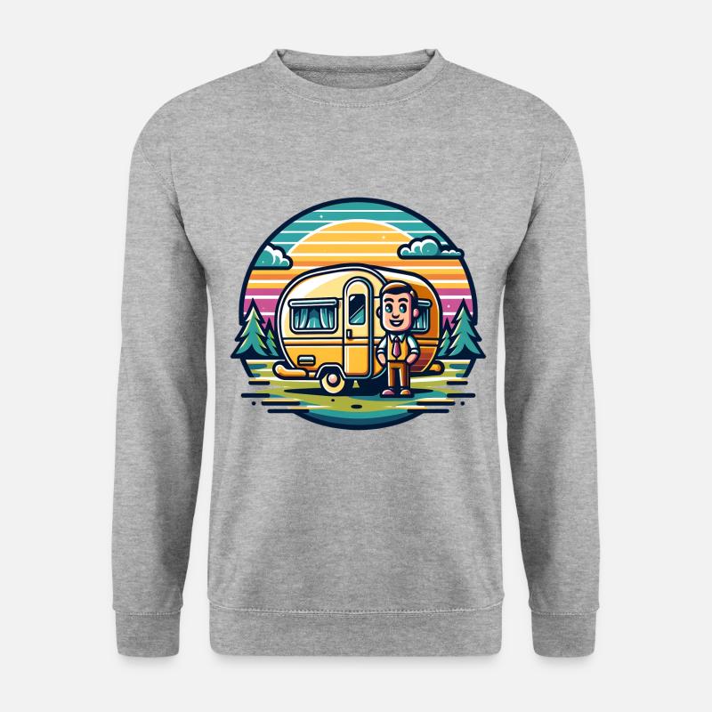 Camping Camper Wohnwagen - Unisex Pullover - Weißgrau meliert