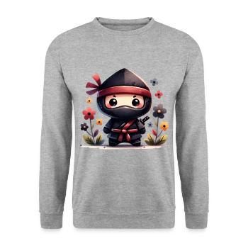 Ninja - Sweat-shirt Unisexe - gris chiné - Devant - Alina (178cm) & Michal (187cm)