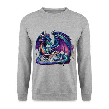 Dragon Lecture Livre Livres Rat de Bibliothèque Bibliophile - Sweat-shirt Unisexe - gris chiné - Devant - Alina (178cm) & Michal (187cm)